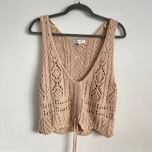 Emory Park Boho Cropped Knit Pullover V Neck Top Size Medium